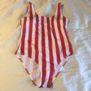 NEW Red and White Striped One Piece Bathing Suit